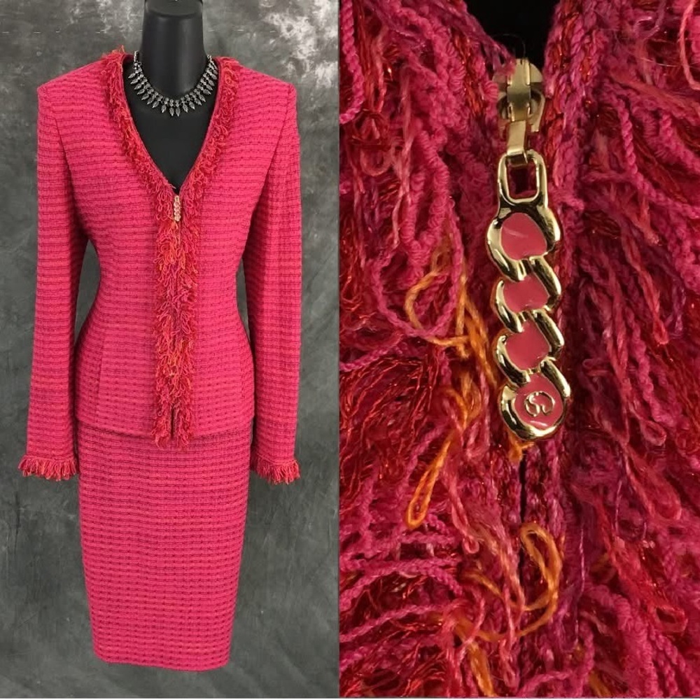 Pink Knee-Length Pencil Skirt suit